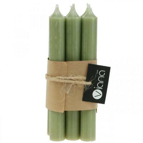 Artikel Stickljus gröna färgade vaxljus 180mm/Ø21mm 6st