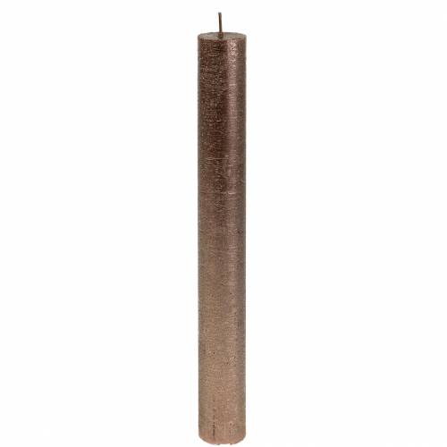 Floristik24 Taper ljus enfärgade koppar metallic 34mm×240mm 4st