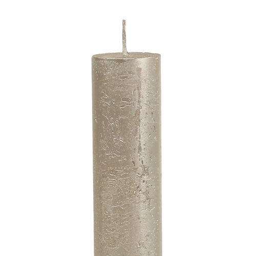 Floristik24 Taper ljus enfärgad champagne 34mm x 240mm 4 st