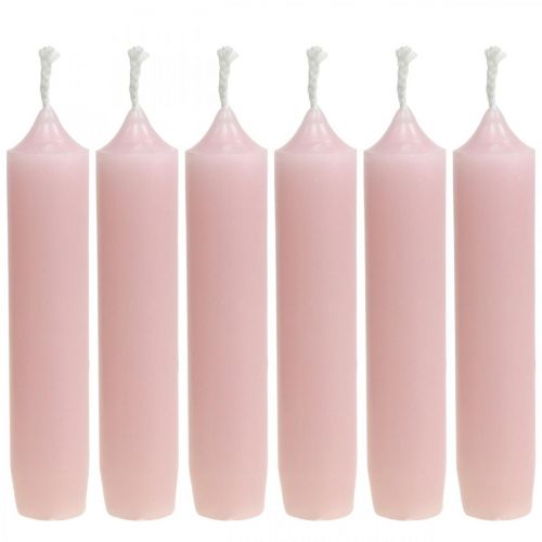 Floristik24 Rosa ljus korta stickljus Ø22/110mm 6st
