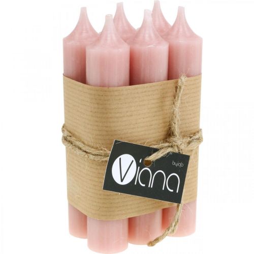 Floristik24 Taper ljus korta ljus rosa för dekorativ slinga Ø21/110mm 6 st