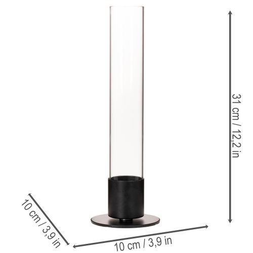 Konisk ljusstake med glascylinder. Enkel och tidlös. 31 cm | Floristik24.se