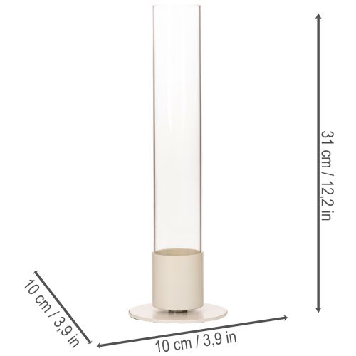 Modern konisk ljusstake med glascylinder och bas, 31 cm | Floristik24.se