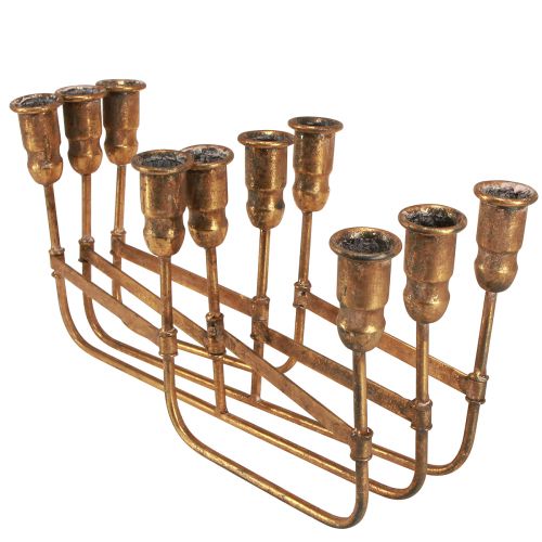 Artikel Antik pinnljushållare för 10 ljus guld 46×46cm H16,5cm