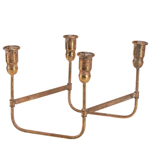 Antik pinnljushållare för 4 ljus guld 18×18cm H16,5cm