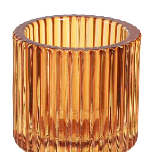 Artikel Stickljusstake glas orange värmeljushållare H8cm 4 st
