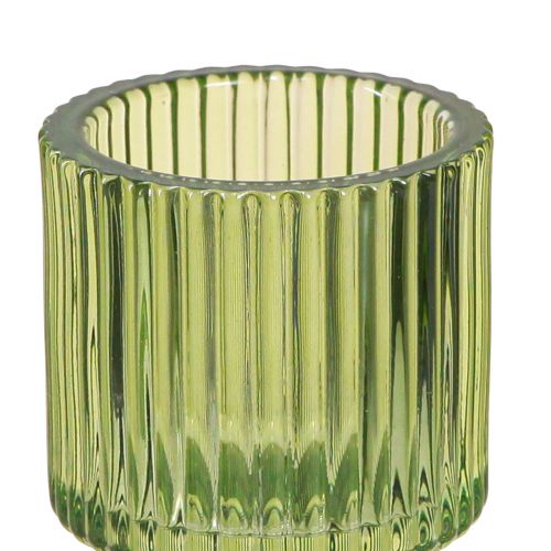 Artikel Stickljusstake glas värmeljushållare grön H8cm 4 st