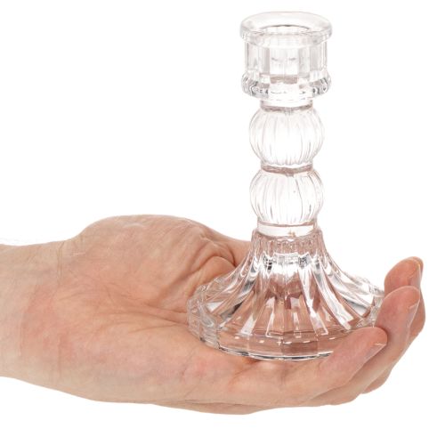 Transparent ljusstake, klassisk design, bordsdekoration, 12 cm, 2 stycken | Floristik24.se