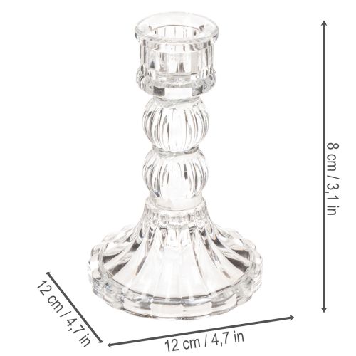 Transparent ljusstake, klassisk design, bordsdekoration, 12 cm, 2 stycken | Floristik24.se