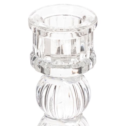 Transparent ljusstake, klassisk design, bordsdekoration, 12 cm, 2 stycken | Floristik24.se