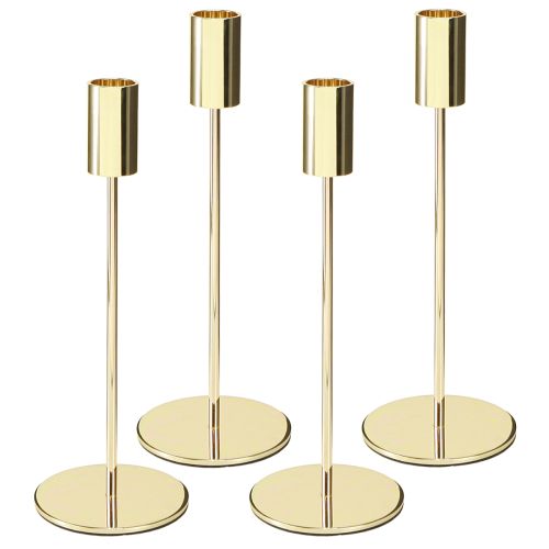 Artikel Ljusstake i guldfärgad metall modern 21,5 cm 4 stycken