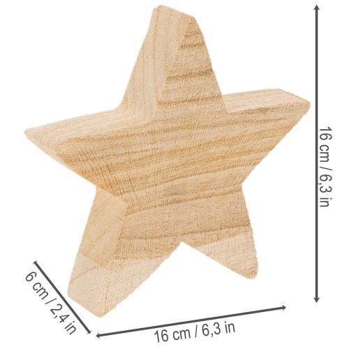 Rustik stjärnljushållare i trä för spetsljus, 16 cm | Floristik24.se