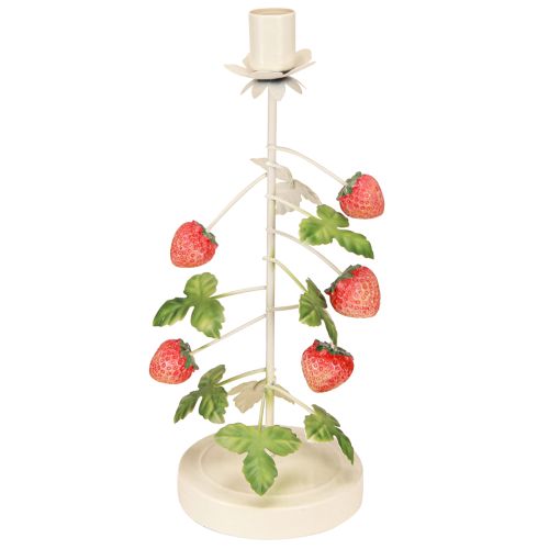 Floristik24 Ljusstake metall jordgubbsdekoration kräm rund H26cm
