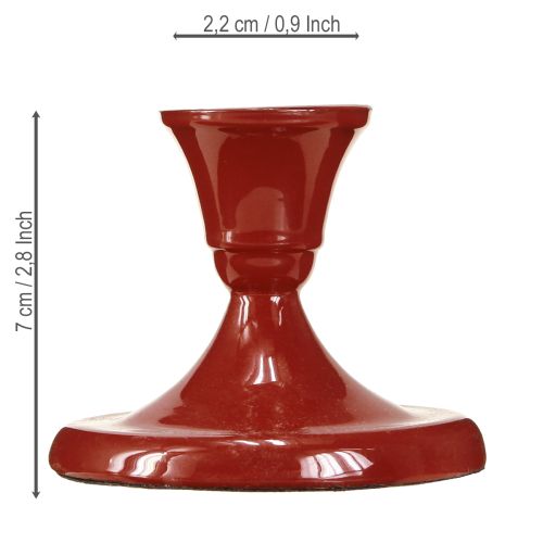 Artikel Röd ljusstake i metall Ø8,5cm H7cm