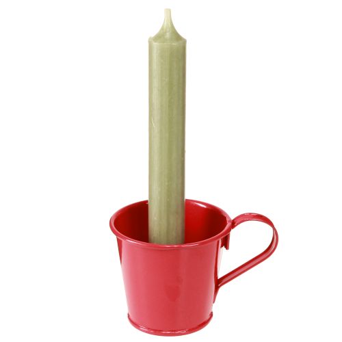 Floristik24 Metallljushållare kopp röd H6cm 6 st