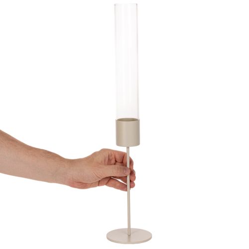 Ljusstake med glascylinder på metallbas 50 cm | Floristik24.se