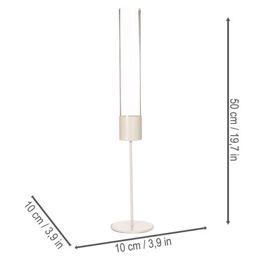 Ljusstake med glascylinder på metallbas 50 cm | Floristik24.se