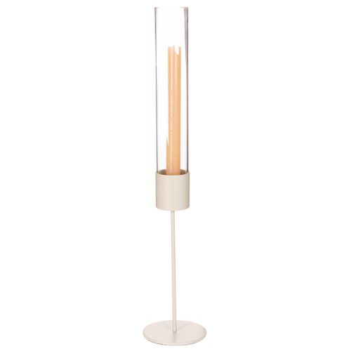 Ljusstake med glascylinder på metallbas 50 cm | Floristik24.se