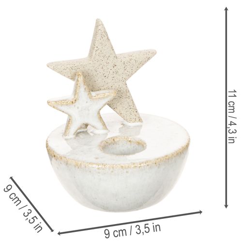 Keramiska stjärnljusstakar, juldekoration, 11 cm, 2 stycken | Floristik24.se