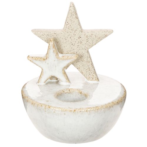 Keramiska stjärnljusstakar, juldekoration, 11 cm, 2 stycken | Floristik24.se