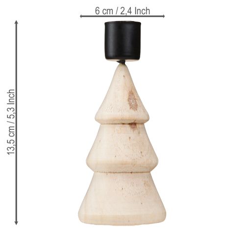 Artikel Ljusstake julgransdekoration trä naturfärgad H13cm 4 st