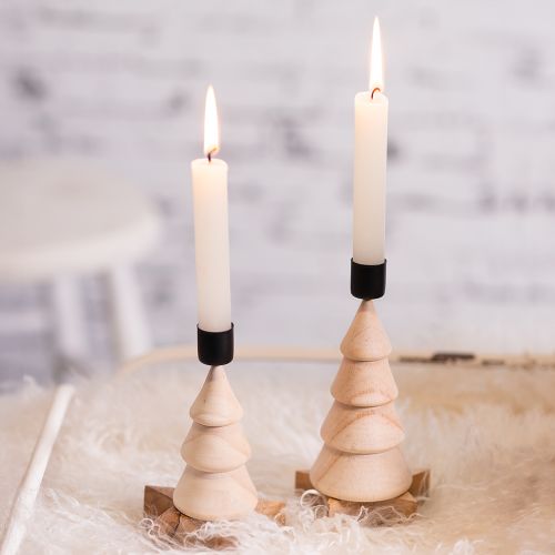 Ljusstake julgransdekoration trä naturfärgad H13cm 4 st