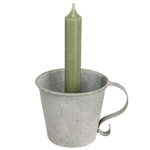 Artikel Avsmalnande ljusstake vintage muggljusstake metallgrå Ø9,5cm H8cm 3st