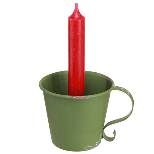 Artikel Stickljusstake vintage kopp metalldekor grön Ø9,5cm H8cm 3st