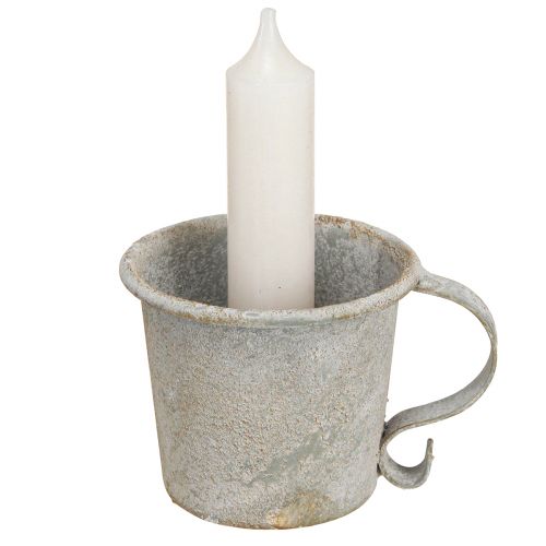 Artikel Avsmalnande ljusstake vintage kopp metallgrå Ø7cm H6cm 2st