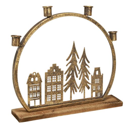 Artikel Pinnljusstake jul husrad antikguld 36×32cm