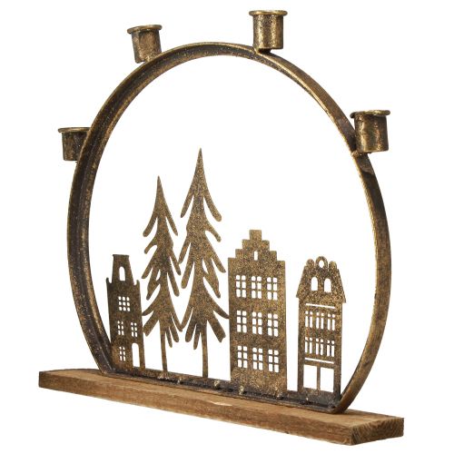 Artikel Pinnljusstake jul husrad antikguld 36×32cm