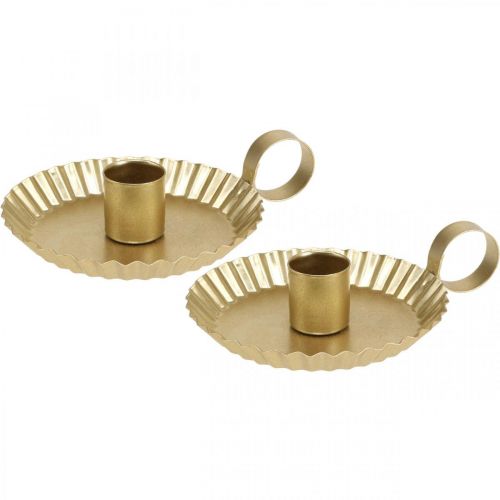 Ljusstake metall pinne ljushållare guld Ø9,5cm 4st