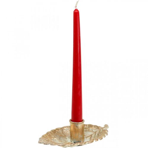 Floristik24 Ljusstake Tallrik Lövverk Gyllene 16,5x10,5x5cm
