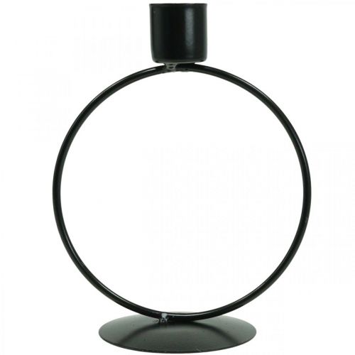 Floristik24 Ljusstake svart metall ring pinne ljushållare Ø10,5cm