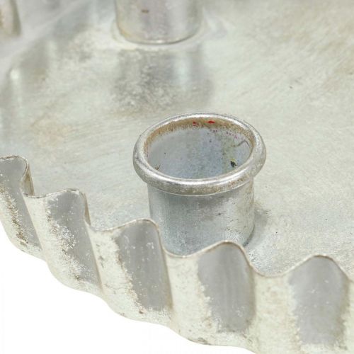 Floristik24 Ljusstake tallrik ljusstake silver 4 lågor Ø22cm