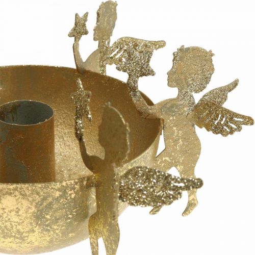 Floristik24 Juldekorationsljusstake med änglar Gyllene Ø18cm