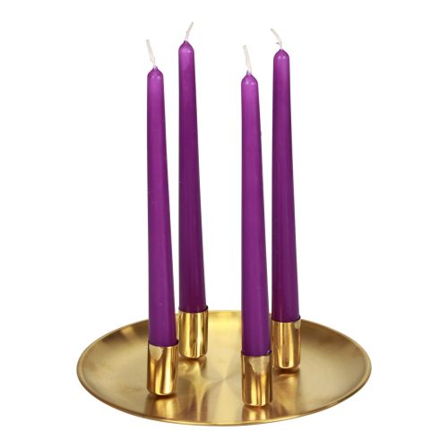Floristik24 Ljusstake guld Ø2,5cm ljusplatta metall Ø23cm