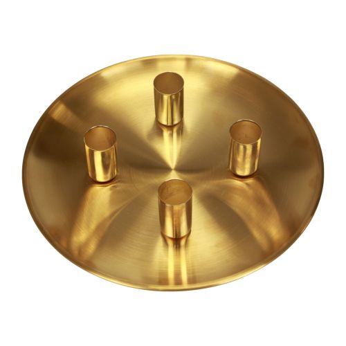 Floristik24 Ljusstake guld Ø2,5cm ljusplatta metall Ø23cm