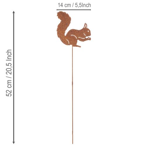 Trädgårdspåke ekorre rost dekorativ påke för rabatt och blomkruka 52cm 2 st | Floristik24.se