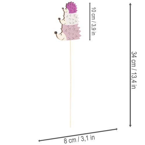 Dekorativa trädgårdspinnar - Färgglad igelkottfamilj - 34 cm, 12 delar | Floristik24.se