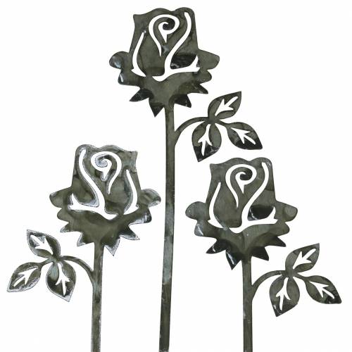 Floristik24 Metallplugg rosé silvergrå, vittvättad metall 20cm × 8cm 12 st