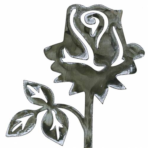 Floristik24 Metallplugg rosé silvergrå, vittvättad metall 20cm × 8cm 12 st