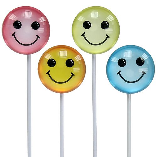 Floristik24 Deco emoticon på pinne blandade färger 3,5cm 8st