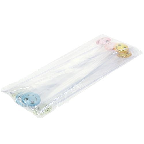 Floristik24 Deco emoticon på pinne blandade färger 3,5cm 8st