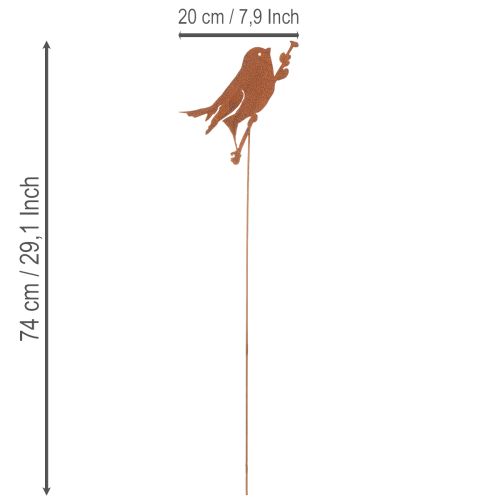 Fågelträdgårdspåke, dekorativ påke i rostig metall, 52 cm | Floristik24.se