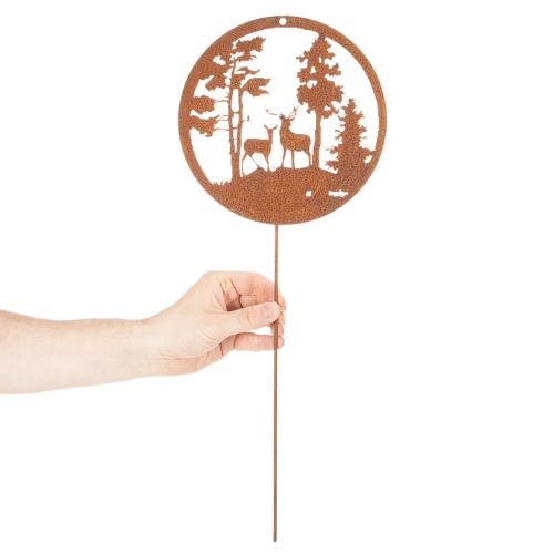 Trädgårdspåke, rostfärgad, rund, hjortsilhuett, skogsdekoration, 53 cm, 2 stycken | Floristik24.se