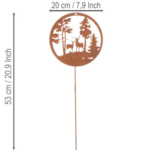 Trädgårdspåke, rostfärgad, rund, hjortsilhuett, skogsdekoration, 53 cm, 2 stycken | Floristik24.se
