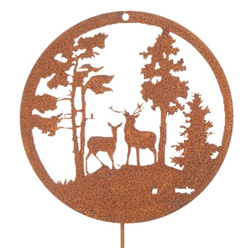 Trädgårdspåke, rostfärgad, rund, hjortsilhuett, skogsdekoration, 53 cm, 2 stycken | Floristik24.se