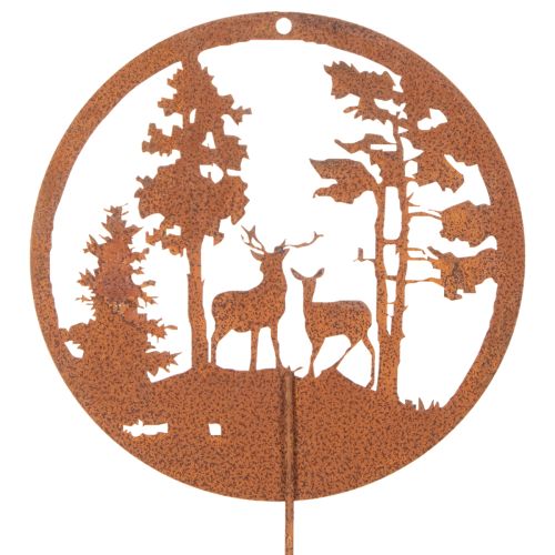Trädgårdspåke, rostfärgad, rund, hjortsilhuett, skogsdekoration, 53 cm, 2 stycken | Floristik24.se