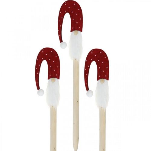Jultomte, trädgårdspluggtomte, juldekoration trä L51cm 3st